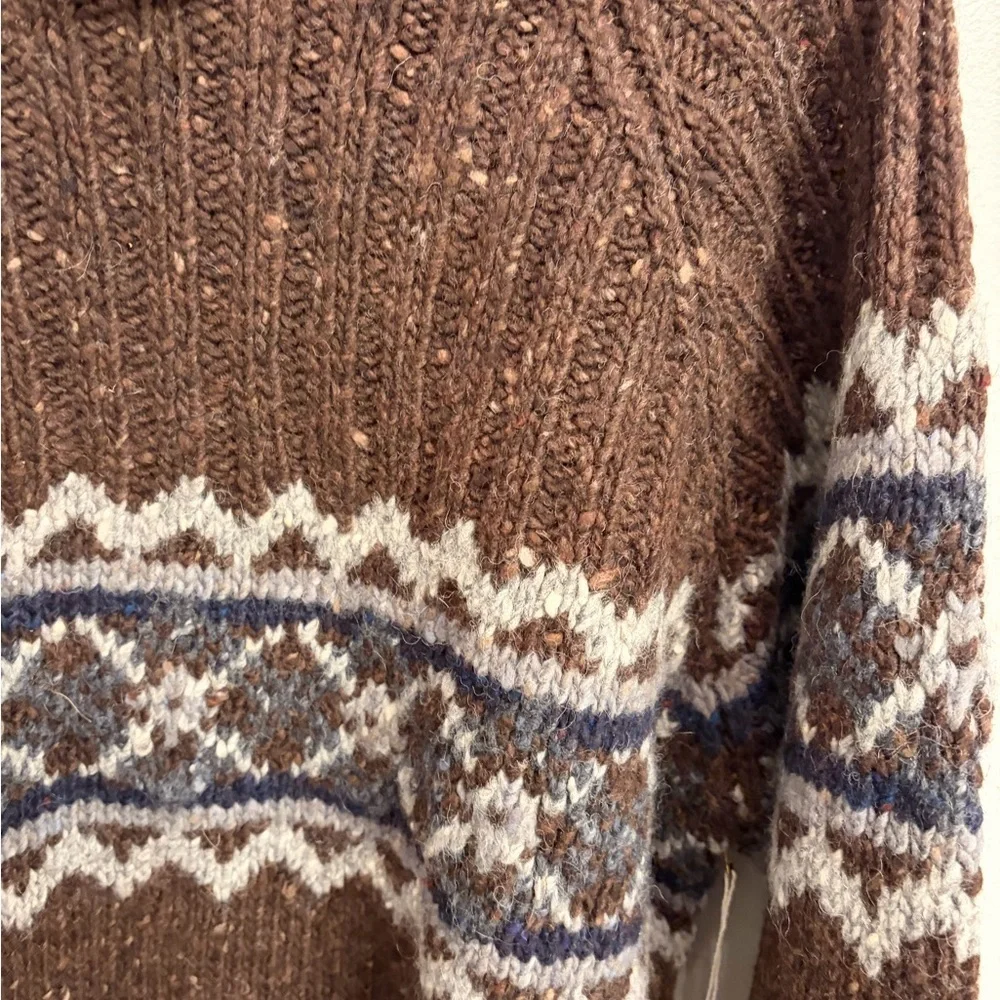 J.Crew men's medium vintage 100:/: wool brown pattern crew sweater nwt
